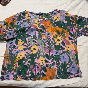 Adorable tiger and flowers blouse